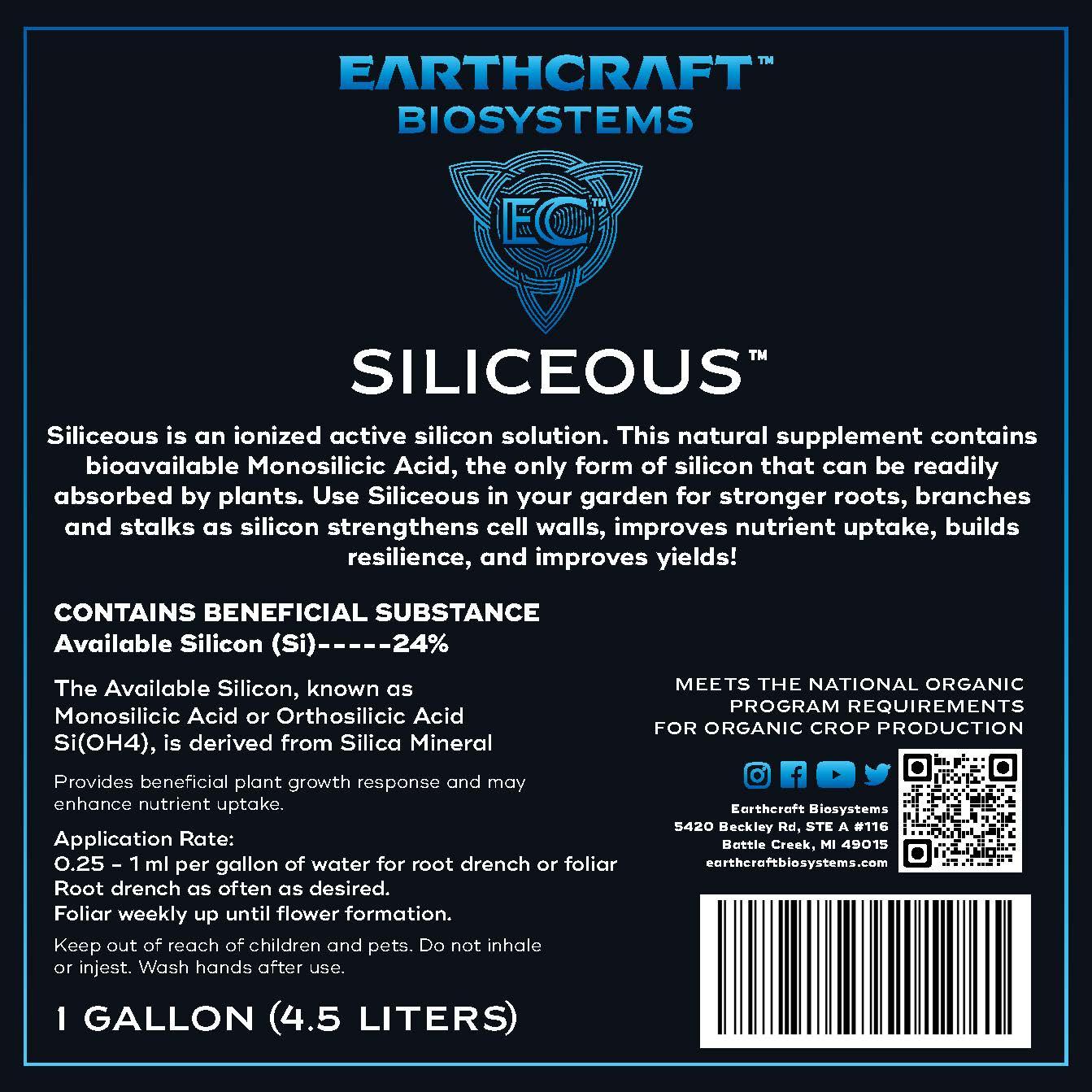 Siliceous is an ionized active silicon solution. This natural supplement contains bioavailable Monosilicic Acid